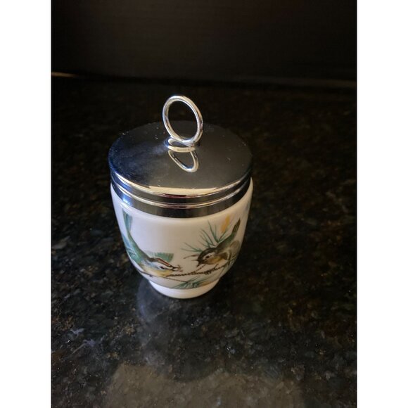 Royal Worcester Porcelain Egg Coddler, England, Wild Birds, 1970's - Picture 3 of 5